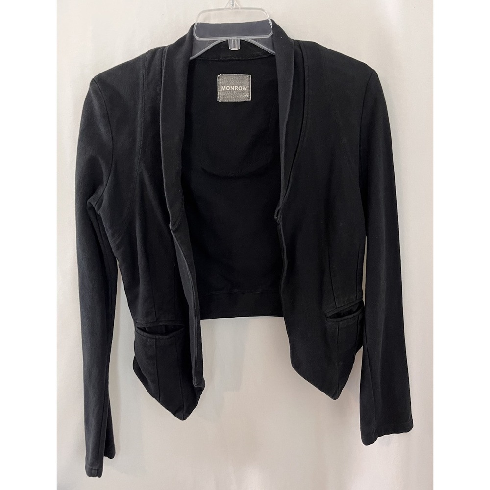 Monrow REVOLVE Black Asymmetrical 100% Cotton Blazer Jacket Women's Size Small